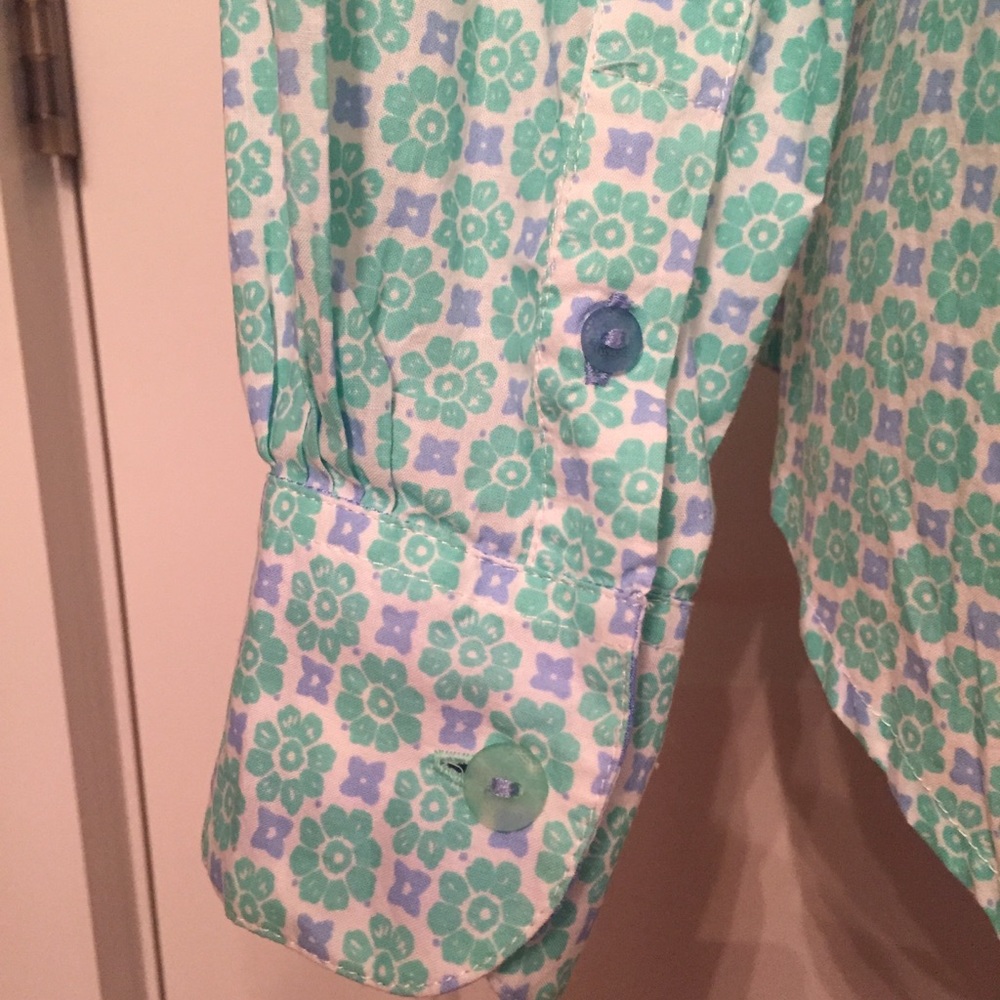 CAPE MADRAS TOP BUTTON DOWN WHITE BLUE PREPPY PRINT SIZE MEDIUM - Picture 4 of 7